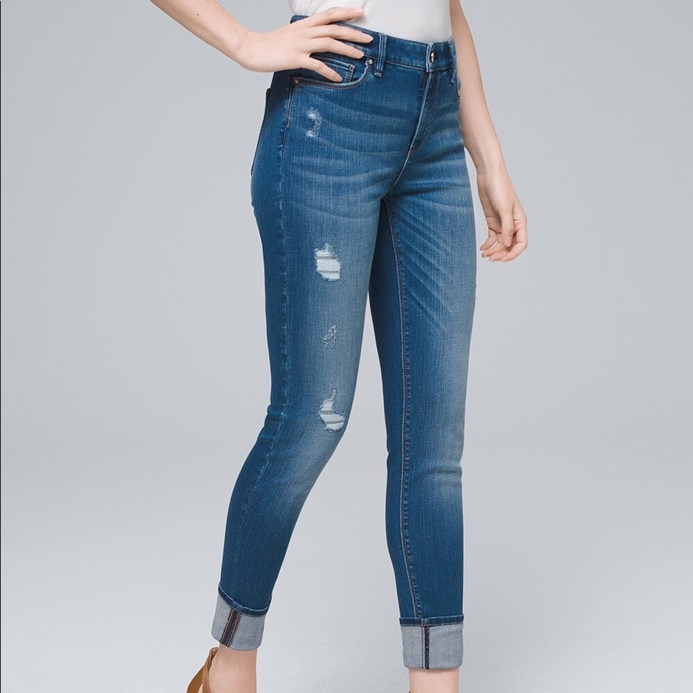 Mid-Rise Destructed Skinny Ankle Jeans NWOT